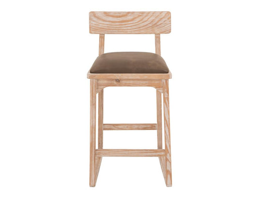 Balam White Bar Stool, brown seat