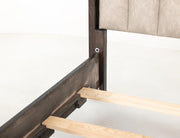 Dark Mezquite Upholstered Bed frame detail