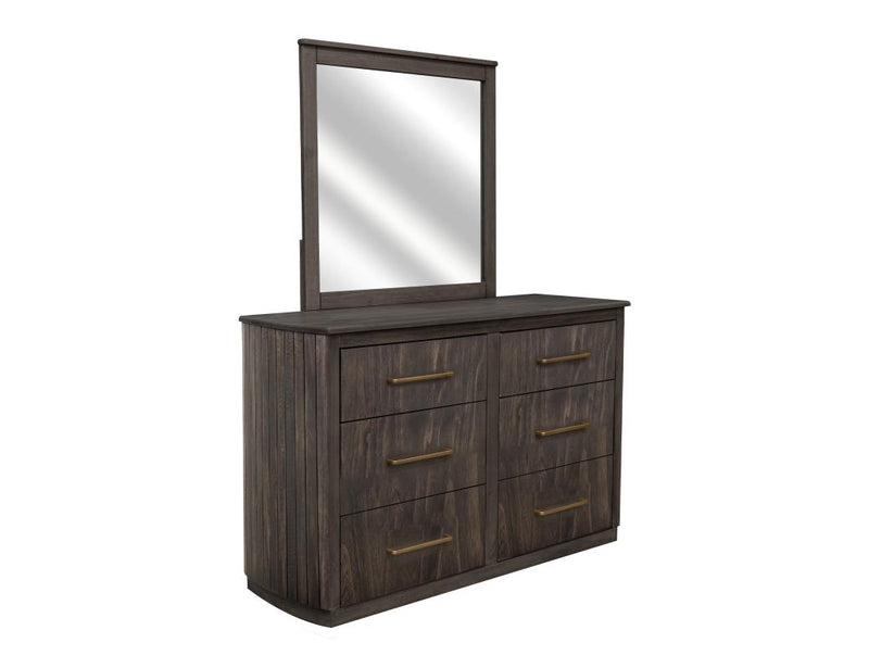 Dark Mezquite 6 Drawer Dresser with mirror