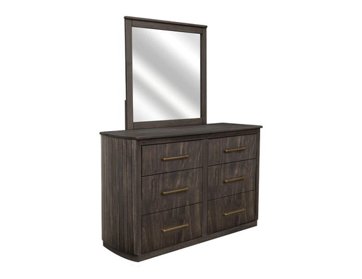 Dark Mezquite 6 Drawer Dresser with mirror