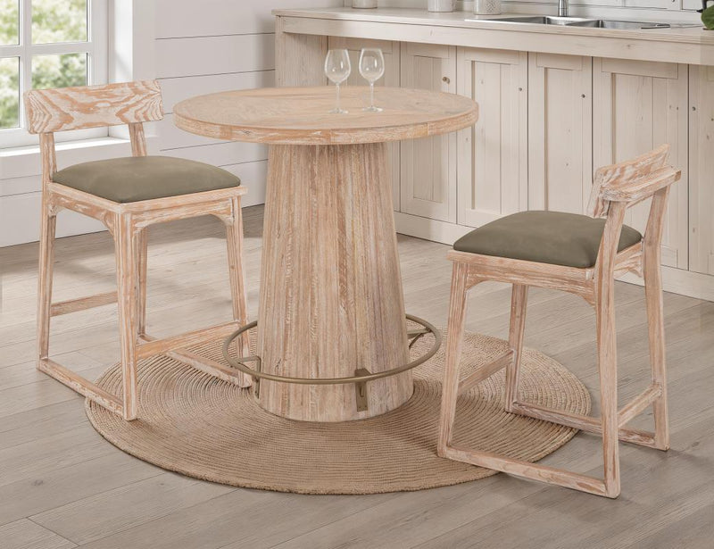 Balam White bistro table kitchen scene with stools