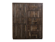 Balam Black Gentleman's Chest, five-drawer two-door, solid mango