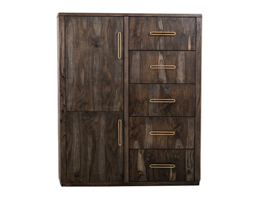 Balam Black Gentleman's Chest, five-drawer two-door, solid mango