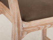 Balam White Bar Stool, brown seat