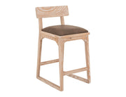 Balam White Bar Stool, brown seat