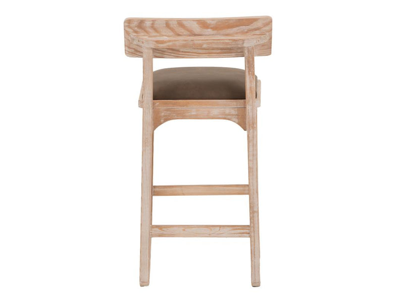 Balam White Bar Stool, brown seat