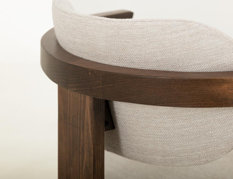 Zaphiro Ivory Curved Upholstered Chair - Barewood