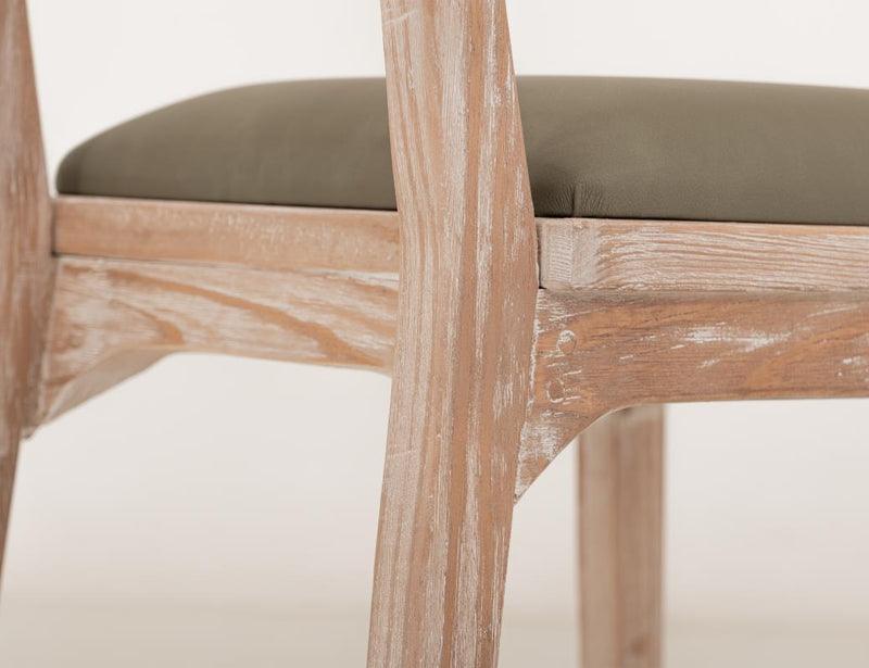 Balam White Bar Stool, green seat