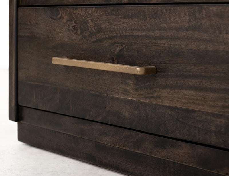Dark Mezquite 5 Drawer Panel Chest detail
