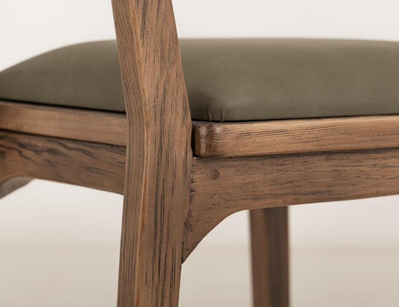 Balam Brown Bar Stool, green seat