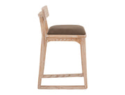 Balam White Bar Stool, brown seat
