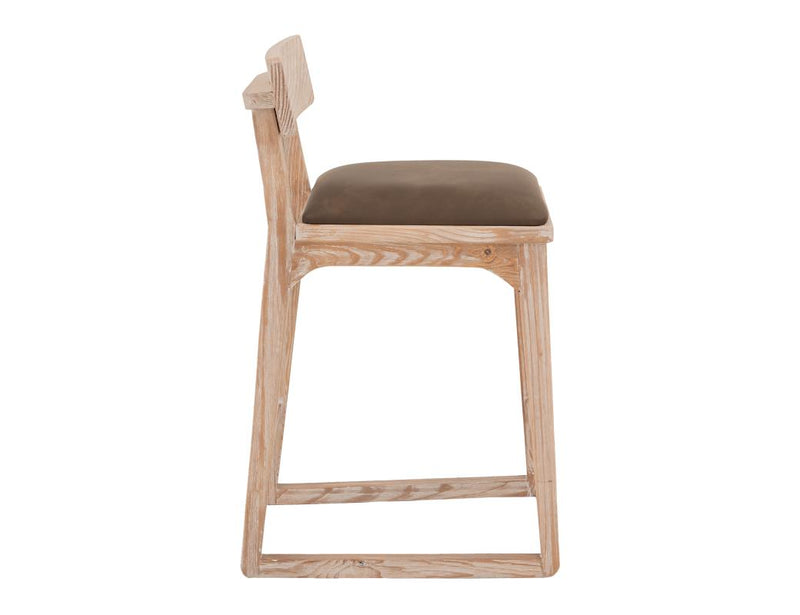 Balam White Bar Stool, brown seat