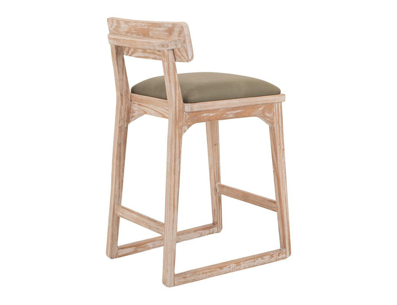 Balam White Bar Stool, green seat