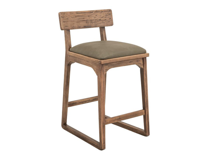 Balam Brown Bar Stool, green seat