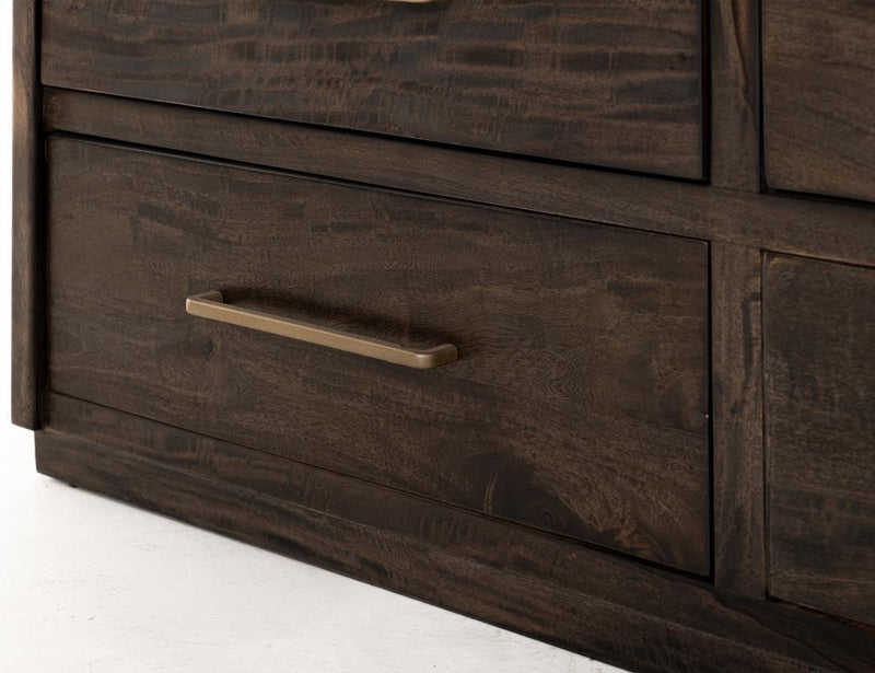 Dark Mezquite 6 Drawer Panel Dresser detail