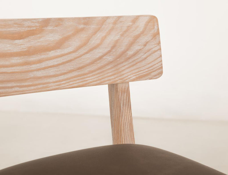 Balam White Bar Stool, brown seat