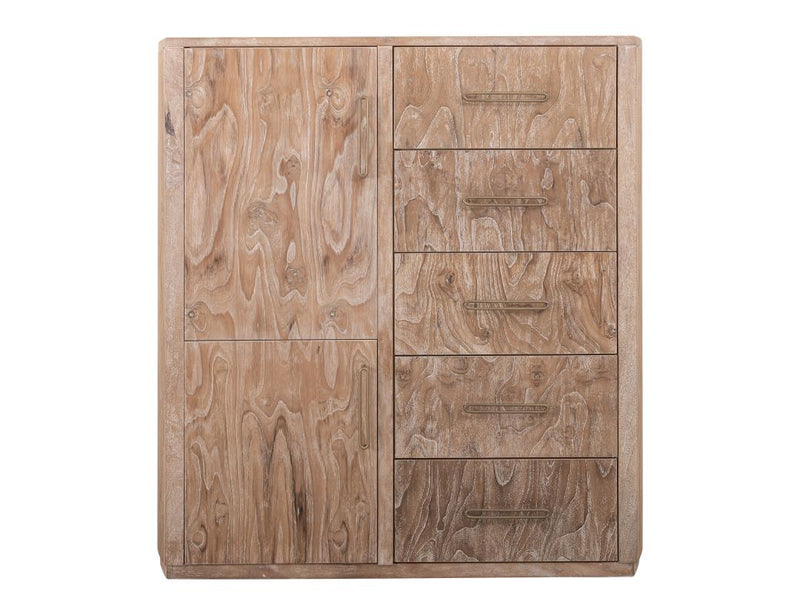 Balam White Gentleman's Chest, five-drawer two-door, solid mango