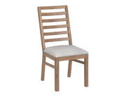 Balam Brown Dining Chair, white upholstered seat