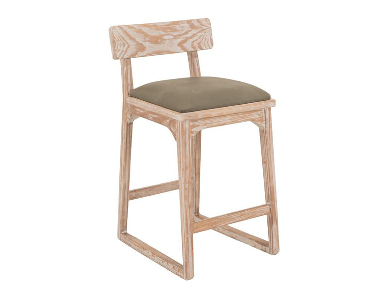 Balam White Bar Stool, green seat