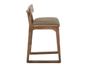 Balam Brown Bar Stool, green seat