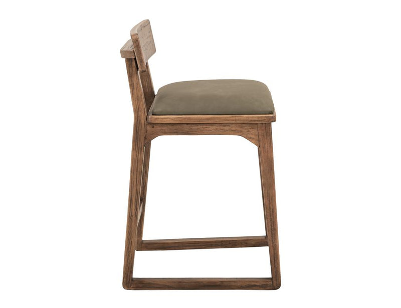Balam Brown Bar Stool, green seat