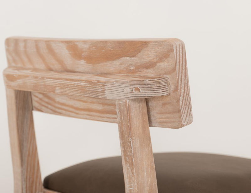 Balam White Bar Stool, brown seat