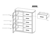 Balam Black Gentleman's Chest dimension drawing with measurements