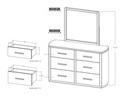 Balam White Mirror dimension drawing with measurements