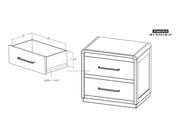 Dark Mezquite 2 Drawer Panel Nightstand dimension diagram