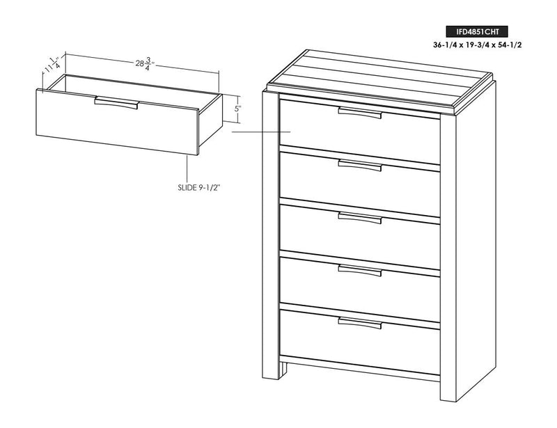 Raramuri 5-Drawer Chest dimension drawing