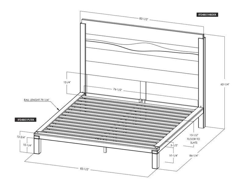 Raramuri Bed dimension drawing