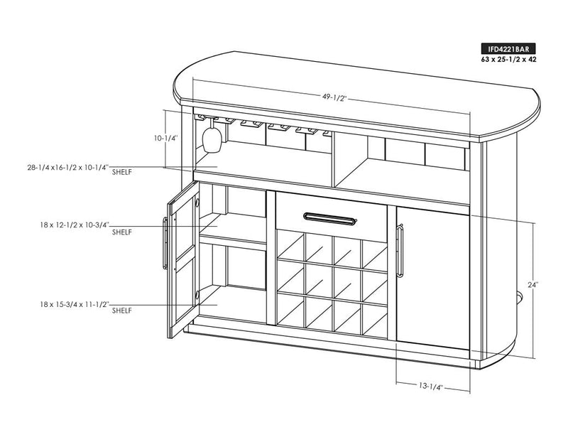 Balam Brown Bar dimension drawing