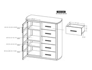 Balam Brown Gentleman's Chest dimension drawing with measurements