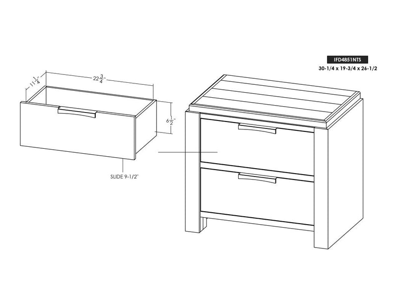 Raramuri 2-Drawer Nightstand dimension drawing