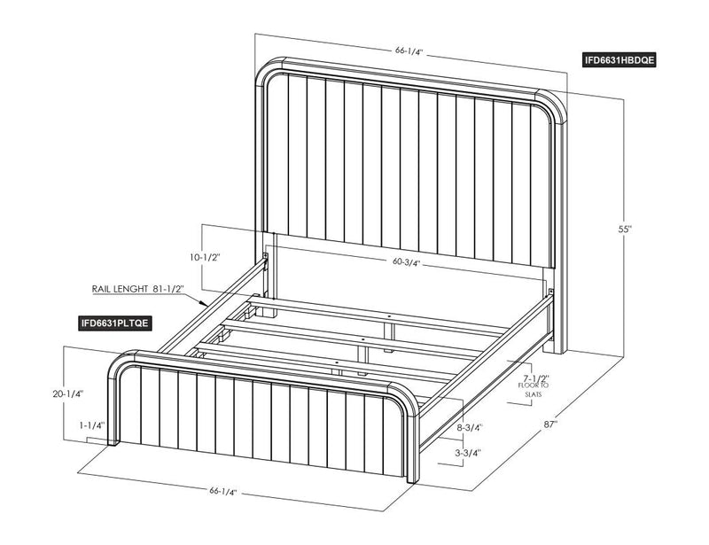Dark Mezquite Panel Bed Queen dimension diagram