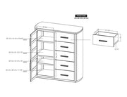 Balam White Gentleman's Chest dimension drawing with measurements