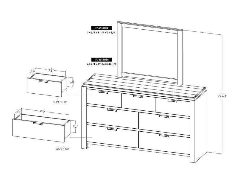 Raramuri Mirror and dresser dimension drawing