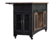 Pueblo Black Kitchen Island storage