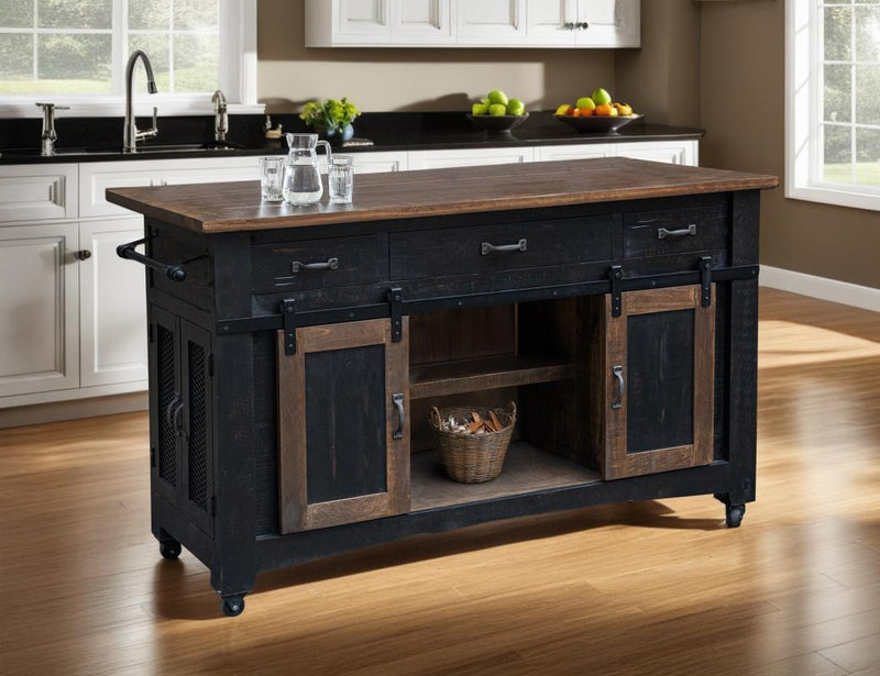Pueblo Black Kitchen Island detail