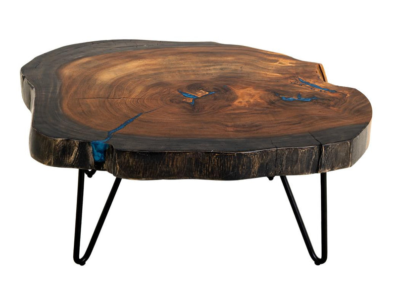 Live-edge cocktail table angled view