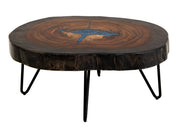 Parota Epoxy blue live-edge cocktail table