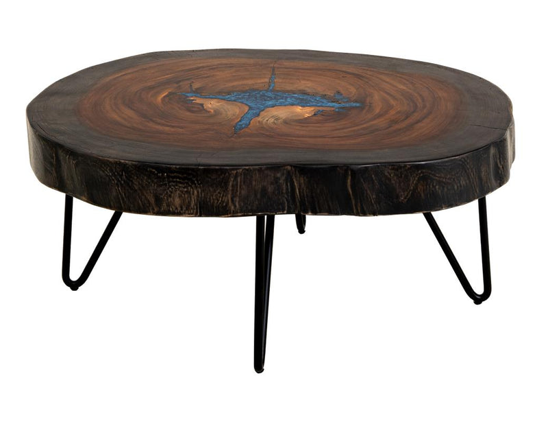 Parota Epoxy blue live-edge cocktail table