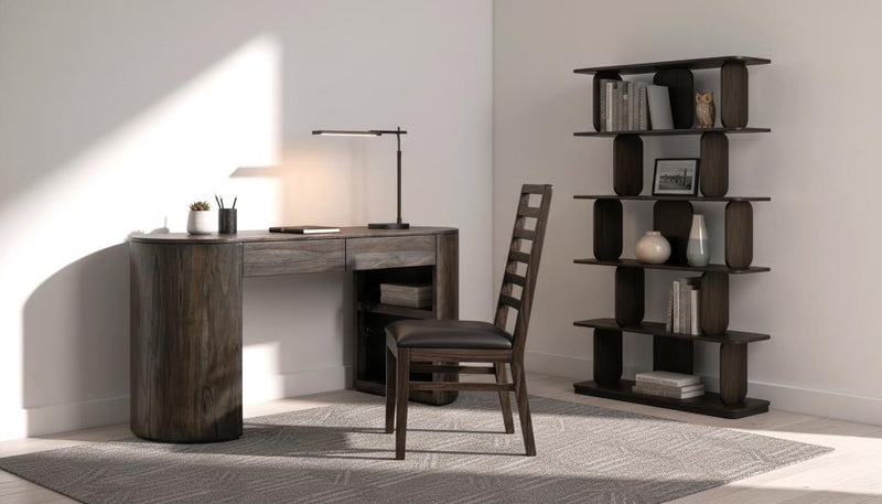 Balam Black Desk styled in a home office