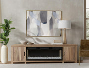 Natural Parota 93" Fireplace TV Console - fireplace detail