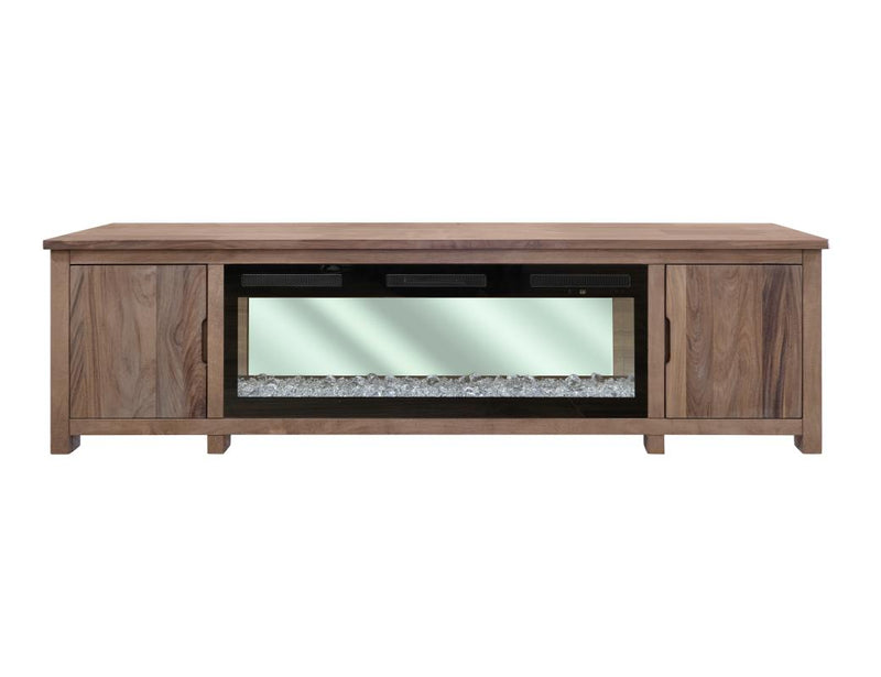 Natural Parota 93" Fireplace TV Console - alternate view