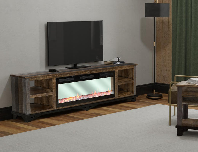Loft Brown 92" Fireplace TV Console - fireplace detail