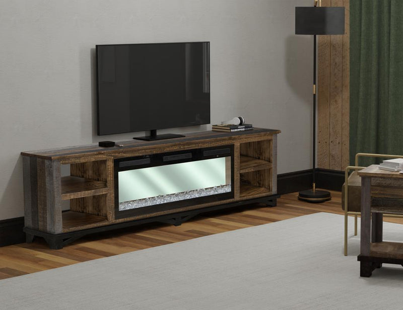 Loft Brown 92" Fireplace TV Console - room scene