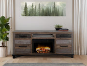 Loft Brown 70" Fireplace TV Console - room scene