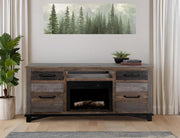 Loft Brown 70" Fireplace TV Console - fireplace detail