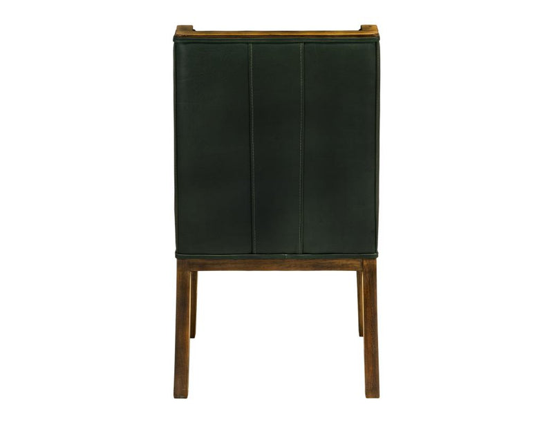 Balam Forest Green Leather Dining Chair back